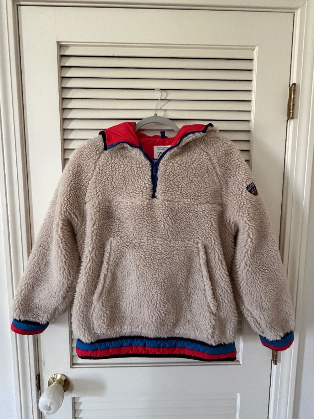 Zara Kids Cozy Teddy Sherpa Quarter Zip Hoodie Cream 13/14 Large Cozy Fleece